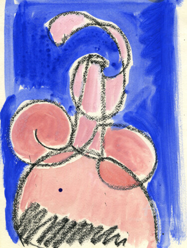 Zeichnungen mit dem Titel "Figure rose-Sketch…" von Philippe Alliet, Original-Kunstwerk, Pastell