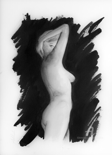 Drawing titled "Le classique" by Philippe Alliet, Original Artwork, Ink Mounted on Cardboard