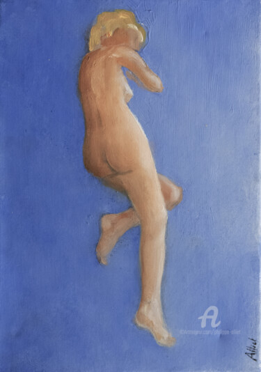 Malerei mit dem Titel "Nu aérien" von Philippe Alliet, Original-Kunstwerk, Öl
