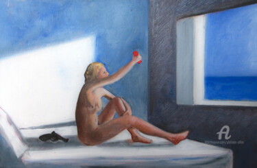 Картина под названием "Red smartphone" - Philippe Alliet, Подлинное произведение искусства, Масло