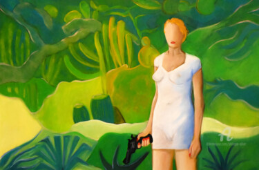 Pintura titulada "relation exotique" por Philippe Alliet, Obra de arte original, Oleo Montado en Bastidor de camilla de made…