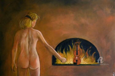 Painting titled "Dance me to the end…" by Philippe Alliet, Original Artwork, Oil Mounted on Wood Stretcher frame