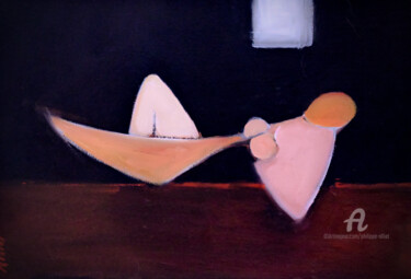 Картина под названием "Femme hamac" - Philippe Alliet, Подлинное произведение искусства, Масло Установлен на Деревянная рама…