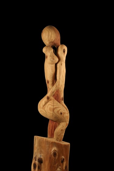 Sculpture titled "Le Baiser" by Philippe Ardy, Original Artwork, Wood