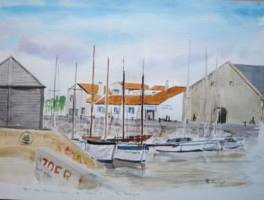 Картина под названием "Port de Noirmoutier" - Philippe Ballyot, Подлинное произведение искусства, Акварель Установлен на кар…