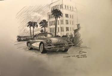 Dessin intitulée "Corvette sur East O…" par Philippe Barluet, Œuvre d'art originale, Crayon