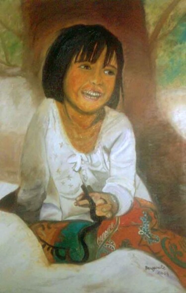 Peinture intitulée "enfant souriante" par Philippe Bayle (chatinspire), Œuvre d'art originale, Autre