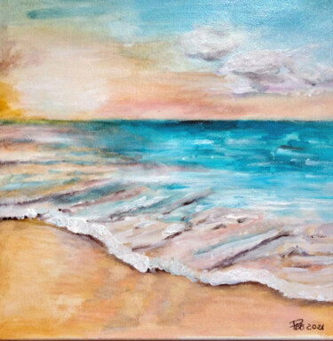 Peinture intitulée "mer et sable" par Philippe Bayle (chatinspire), Œuvre d'art originale, Acrylique
