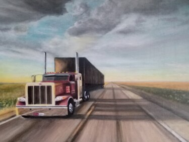 Painting titled "camion" by Philippe Bequignon, Original Artwork, Oil