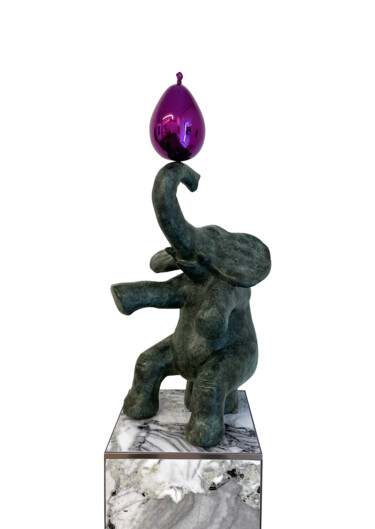 Скульптура под названием "L'éléphant et son b…" - Philippe Berry, Подлинное произведение искусства, Бронза