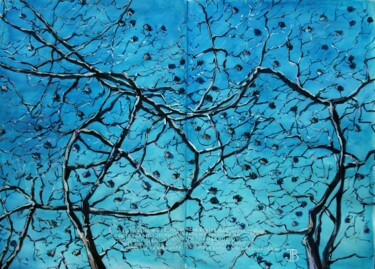Painting titled "" Mes branches écri…" by Philippe Brobeck, Original Artwork, Watercolor
