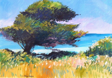 Painting titled "" L' arbre sur la f…" by Philippe Brobeck, Original Artwork, Gouache