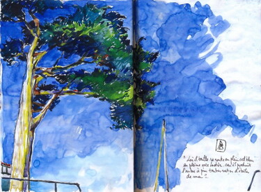Painting titled "" L'arbre en plein…" by Philippe Brobeck, Original Artwork, Watercolor