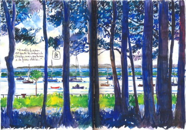 Painting titled ""arbres après l 'or…" by Philippe Brobeck, Original Artwork, Watercolor