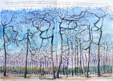 Pintura intitulada "" Les arbres brulés…" por Philippe Brobeck, Obras de arte originais, Aquarela