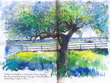 Painting titled "" L'arbre s'essaie…" by Philippe Brobeck, Original Artwork, Watercolor