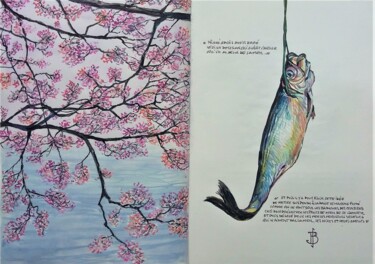 Peinture intitulée "" le cerisier d'avo…" par Philippe Brobeck, Œuvre d'art originale, Aquarelle