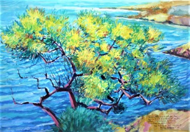 Painting titled "" L'arbre au bord "" by Philippe Brobeck, Original Artwork, Gouache