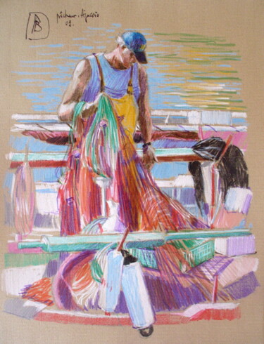 Pintura titulada "" Ajaccio pêcheur a…" por Philippe Brobeck, Obra de arte original, Otro