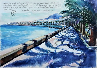 Pintura titulada "les palmiers en mar…" por Philippe Brobeck, Obra de arte original, Acuarela