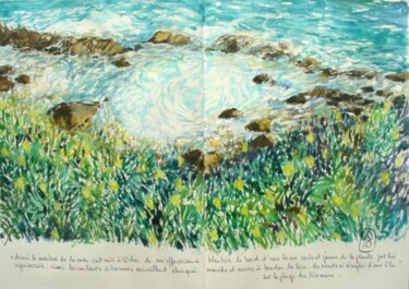 Peinture intitulée "sur la plage du Lia…" par Philippe Brobeck, Œuvre d'art originale, Aquarelle