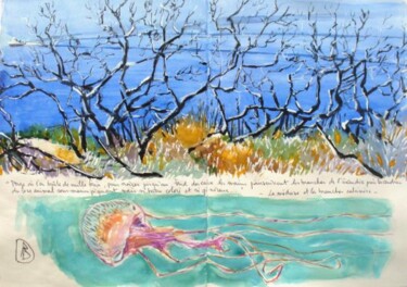 Painting titled "la méduse et les br…" by Philippe Brobeck, Original Artwork, Watercolor