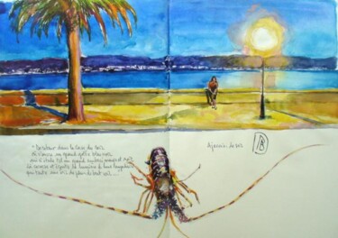 Peinture intitulée "Ajaccio le lampadai…" par Philippe Brobeck, Œuvre d'art originale, Aquarelle