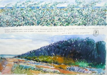 Peinture intitulée ""Sur la dune La Cot…" par Philippe Brobeck, Œuvre d'art originale, Aquarelle