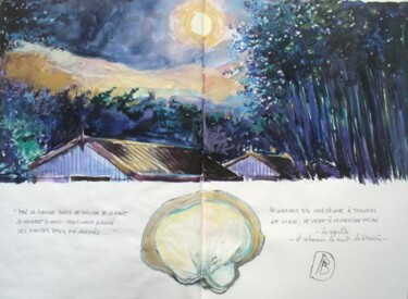 Pintura titulada "la coquille la caba…" por Philippe Brobeck, Obra de arte original, Acuarela