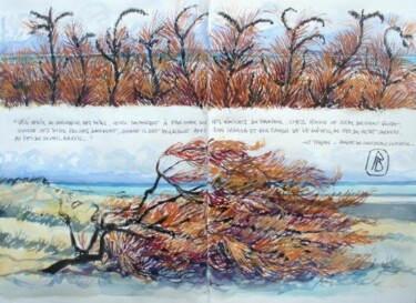 Peinture intitulée ""Plage du Gatseau u…" par Philippe Brobeck, Œuvre d'art originale, Aquarelle