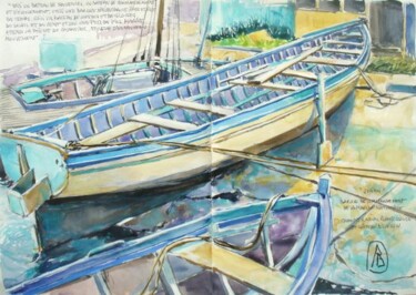 Painting titled "" La barque de comm…" by Philippe Brobeck, Original Artwork, Watercolor