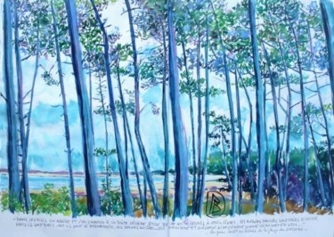 Peinture intitulée "" Les pins au Gatse…" par Philippe Brobeck, Œuvre d'art originale, Aquarelle