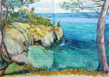 Pintura intitulada ""L'île vierge sur l…" por Philippe Brobeck, Obras de arte originais, Aquarela