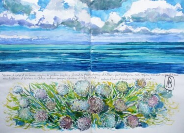 Peinture intitulée ""La mer d'Iroise et…" par Philippe Brobeck, Œuvre d'art originale, Aquarelle