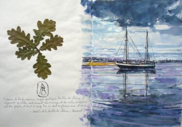 Painting titled ""Lame de fond marin…" by Philippe Brobeck, Original Artwork, Watercolor