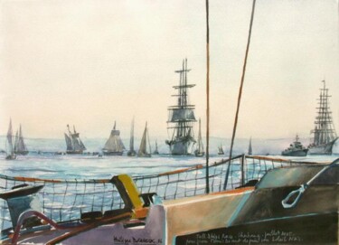 Painting titled ""tall ship race Che…" by Philippe Brobeck, Original Artwork, Watercolor