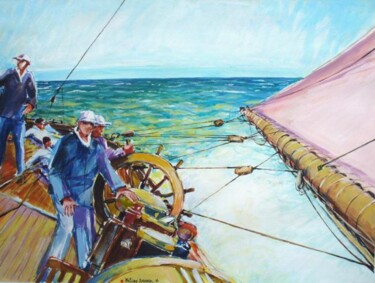 Peinture intitulée ""au près tribord am…" par Philippe Brobeck, Œuvre d'art originale, Gouache