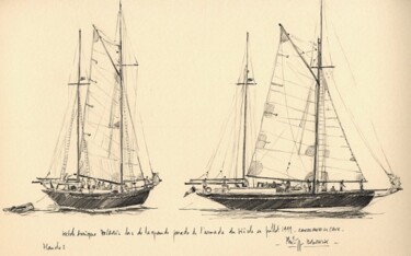 Painting titled ""ketch aurique Pola…" by Philippe Brobeck, Original Artwork, Other