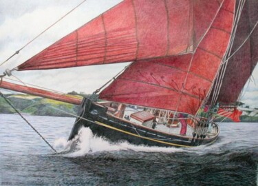 Painting titled ""la voile rouge"" by Philippe Brobeck, Original Artwork, Other
