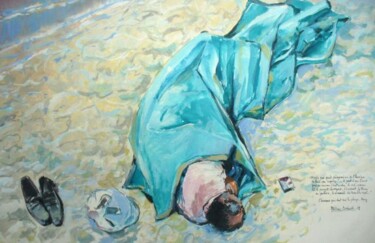 Peinture intitulée ""l'homme qui dort s…" par Philippe Brobeck, Œuvre d'art originale, Gouache
