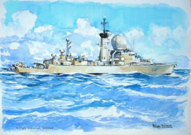 Painting titled ""la FLE Duquesne à…" by Philippe Brobeck, Original Artwork, Watercolor