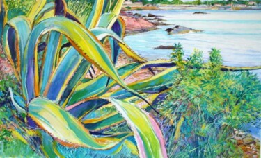 Painting titled "l'agave" by Philippe Brobeck, Original Artwork, Gouache