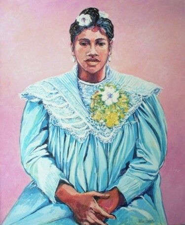 Malerei mit dem Titel ""tahitienne à la ro…" von Philippe Brobeck, Original-Kunstwerk, Acryl