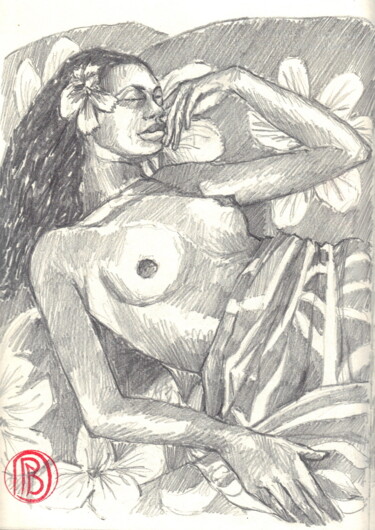 Drawing titled ""Le sommeil"" by Philippe Brobeck, Original Artwork, Pencil