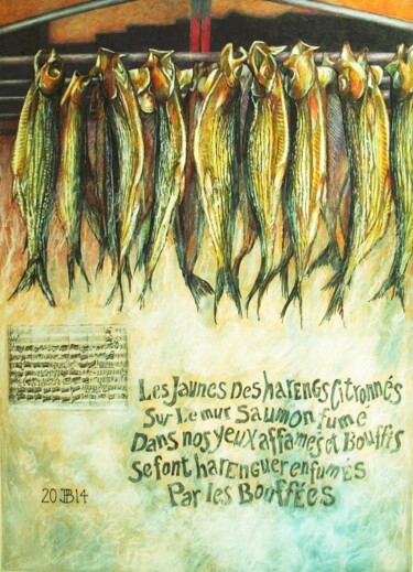 Dessin intitulée "les harengs haut pe…" par Philippe Brobeck, Œuvre d'art originale, Crayon