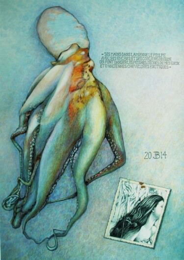 제목이 "le poulpe"인 그림 Philippe Brobeck로, 원작, 연필