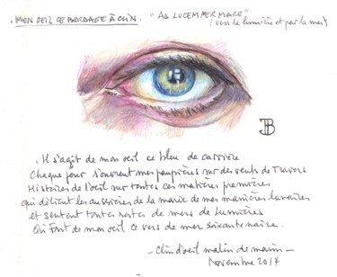 Drawing titled "Mon oeil ce bordage…" by Philippe Brobeck, Original Artwork, Pencil