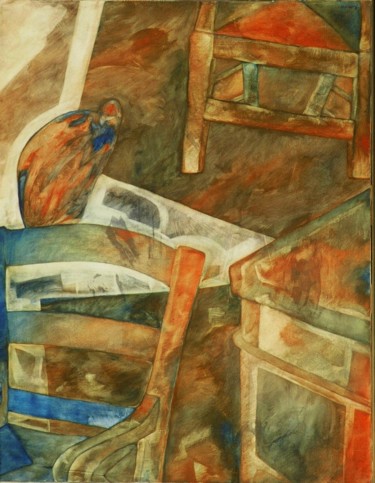 Peinture intitulée "faucon pastiche sur…" par Philippe Butto, Œuvre d'art originale, Huile