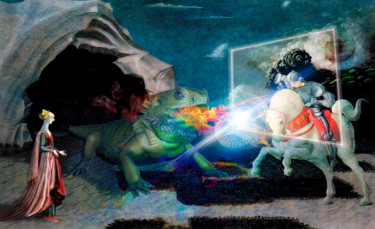 Arts numériques intitulée "Saint Georges et le…" par Philippe Cadet, Œuvre d'art originale, Peinture numérique