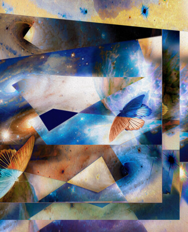 Digitale Kunst mit dem Titel "Papillons quantiques" von Philippe Cadet, Original-Kunstwerk, Digitale Malerei